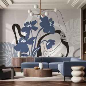 Fiori Astratti Blu Grafite