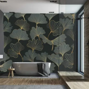 Carta da parati Foglie di ginkgo in stile art déco