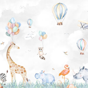 Carta da parati Animali adorabili e palloncini