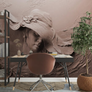 Carta da parati Donna con cappello 3D