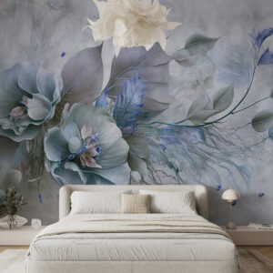 Carta da parati Fiori di chimera nei colori blu