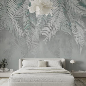 Carta da parati Foglie tropicali con ombre di menta