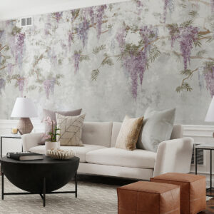 Carta da parati Trend sospeso rami di brunge con colori viola