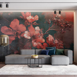 Carta da parati Fiori rossi nello stile di grunge