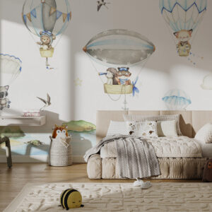 Carta da parati Animali con paracadute e palloncini