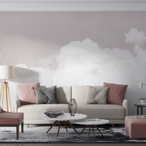Carta da parati Nuvole vintage nel cielo in rosa