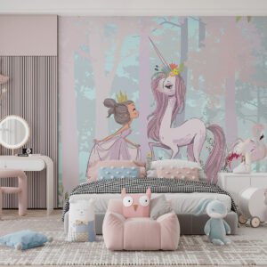 Carta da parati La principessa delle fate e l'unicorno