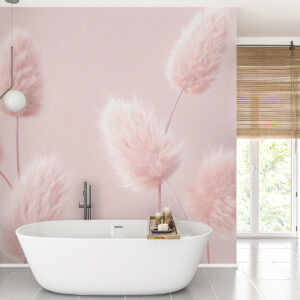 Carta da parati Fiori secchi rosa in stile boho