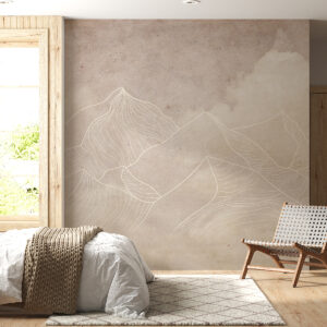 Carta da parati Texture grunge con montagne astratte, colore beige, arte a tema natura