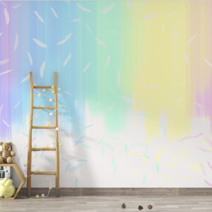 Carta da parati Arcobaleno con piume, giovanile, fiabesco, sfumato