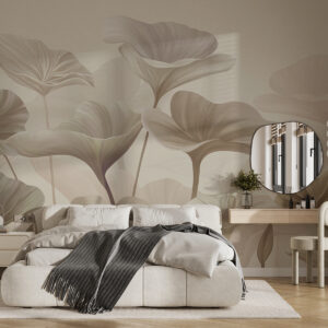 Carta da parati Splendide foglie grandi di colore beige