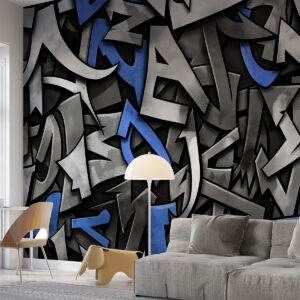Carta da parati Lettere maiuscole Graffiti in colore blu