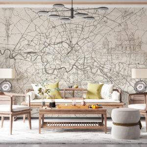 Carta da parati Mappa della città di Roma, disegno al tratto, architettura, Italia, colori beige