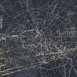 Carta da parati Mappa della città di Roma, disegno al tratto, architettura, Italia, colori scuri