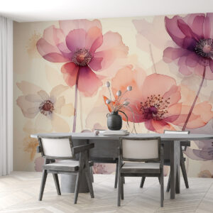 Carta da parati Fiori traslucidi acquerello bagnato