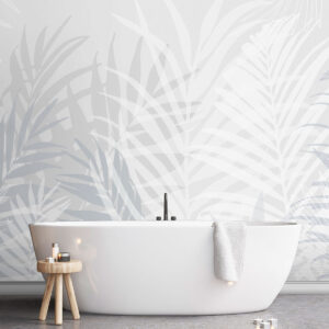 Carta da parati Foglie tropicali di tendenza blu chiaro