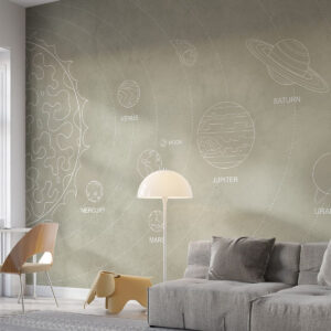 Carta da parati Sistema solare in stile minimalista su un fresco sfondo beige strutturato
