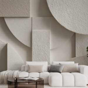 Carta da parati Composizione astratta di forme geometriche beige