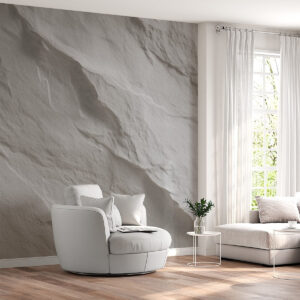 Carta da parati imitazione della roccia bianca nell'interior design