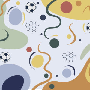Carta da parati Forme astratte, palloni da calcio, linee e cerchi