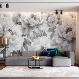 Carta da parati Peonie bianche e nere