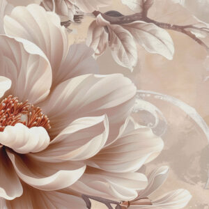 Carta da parati Grande fiore rosa su un muro grunge