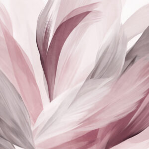 Carta da parati Piume astratte con texture in rosa, bianco, grigio e varie sfumature, sovrapposte su uno sfondo bianco